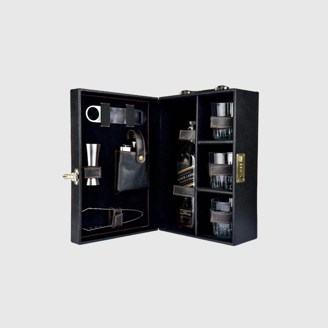 Mega Bar Set | Portable Leatherette Briefcase Bar Set 3 Glasses with Stylish Bottle Opener - Image 2