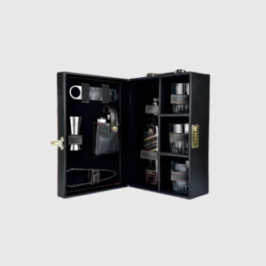 Mega Bar Set | Portable Leatherette Briefcase Bar Set 3 Glasses with Stylish Bottle Opener